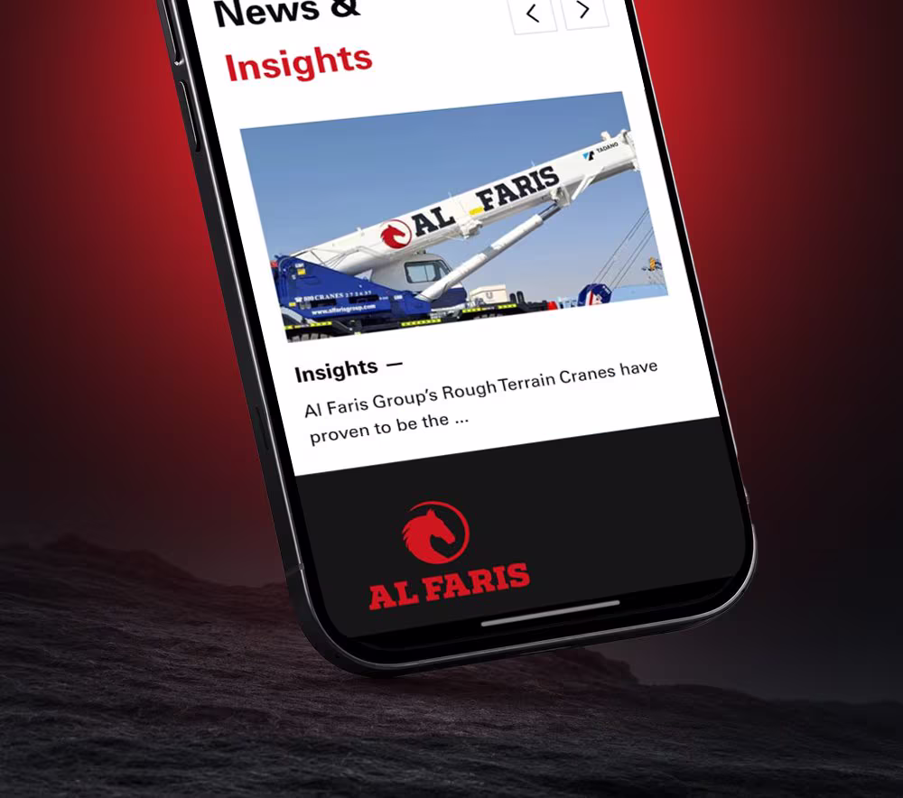 Al Faris Group website on mobile