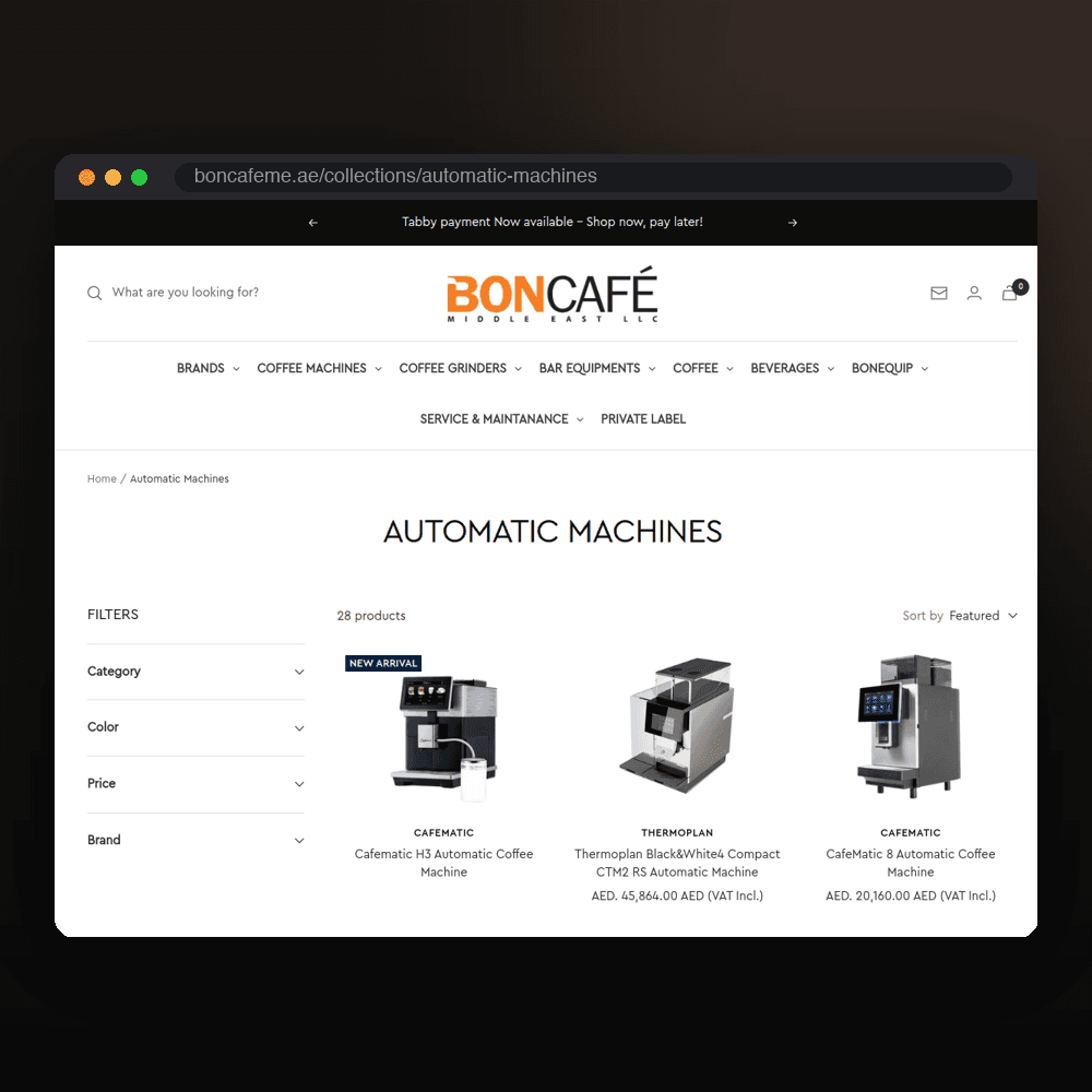 Boncafé automatic coffee machines collection